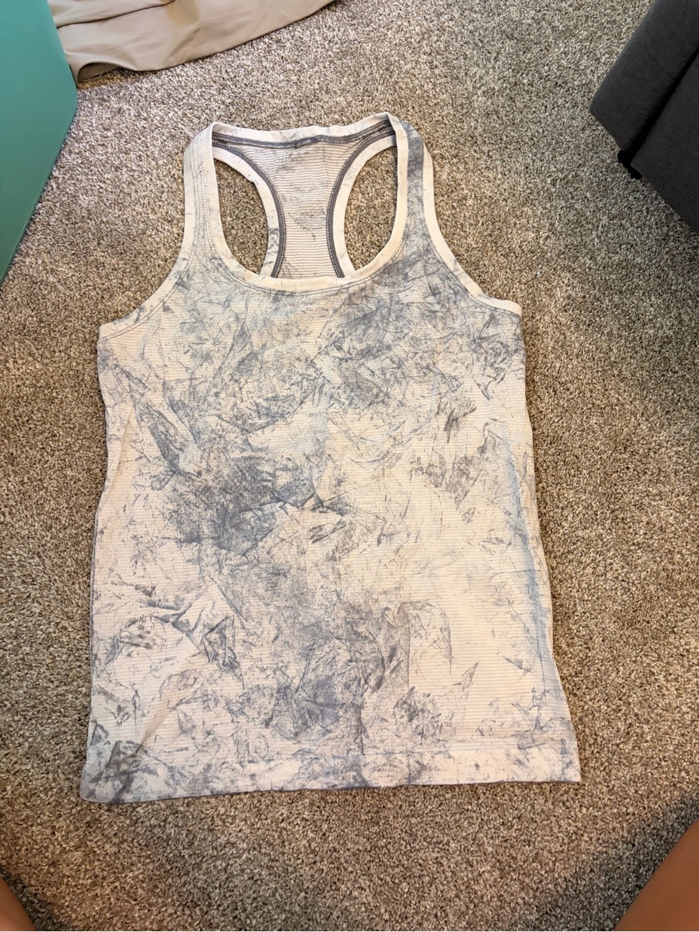 lululemon athletica White Tank Top with Blue Marble Pattern